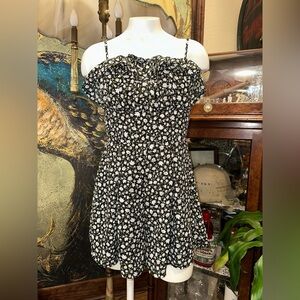 EUC TRIXXI black and white  Floral Romper spaghetti straps